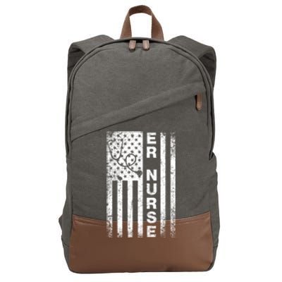 American Flag Er Nurse Emergency Room Nurse Gift Cotton Canvas Backpack