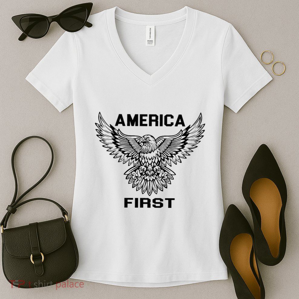 America First Eagle America First Women's V-Neck T-Shirt