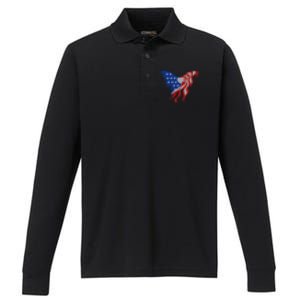 American Flag Eagle. Performance Long Sleeve Polo