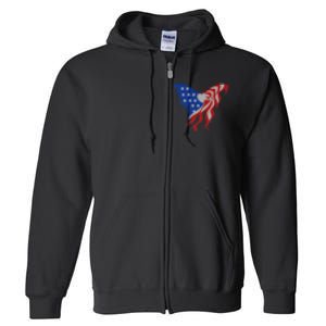 American Flag Eagle. Full Zip Hoodie