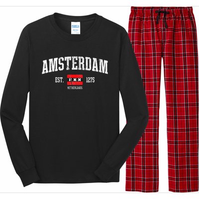 Amsterdam Flag Est. 1275 Netherlands Souvenir Retro Long Sleeve Pajama Set