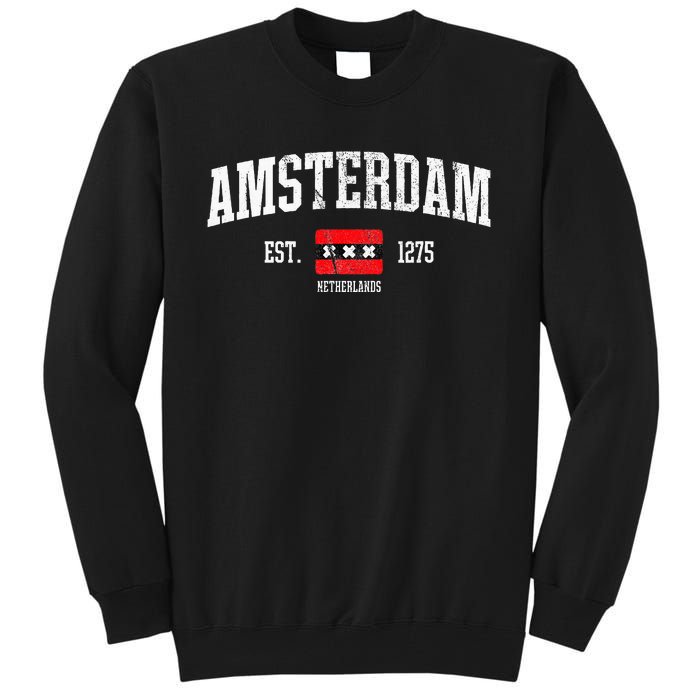 Amsterdam Flag Est. 1275 Netherlands Souvenir Retro Tall Sweatshirt