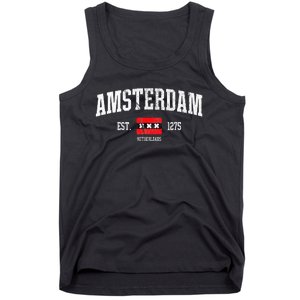 Amsterdam Flag Est. 1275 Netherlands Souvenir Retro Tank Top