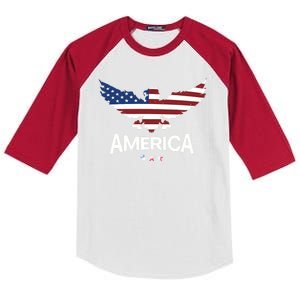 American Flag Eagle Kids Colorblock Raglan Jersey