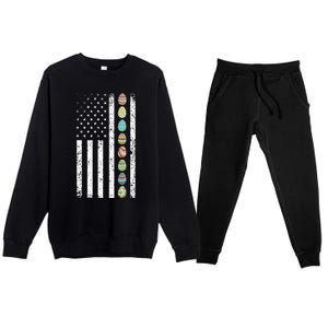 American Flag Easter Egg Hunting Cool Patriotic Spring Premium Crewneck Sweatsuit Set