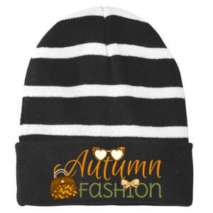 Autumn Fashion Essentials Striped Beanie with Solid Band