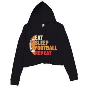 American Football Eat Sleep Football Repeat Crop Fleece Hoodie