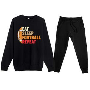 American Football Eat Sleep Football Repeat Premium Crewneck Sweatsuit Set