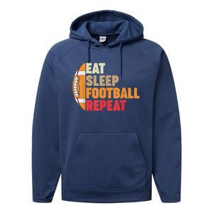 American Football Eat Sleep Football Repeat Performance Fleece Hoodie