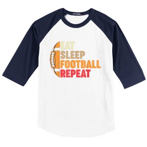 American Football Eat Sleep Football Repeat Baseball Sleeve Shirt