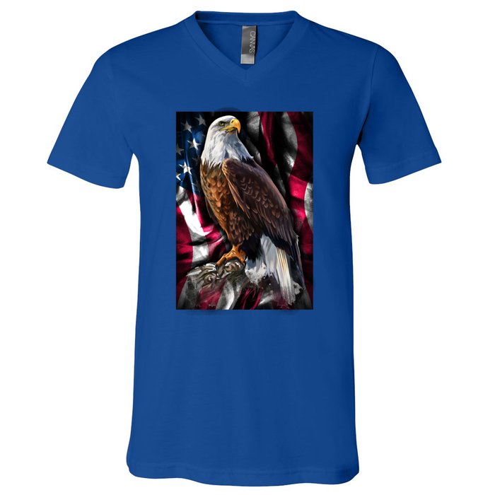 American Flag Eagle Gift 2nd Usa America Pride Patriotic V-Neck T-Shirt