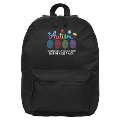 Autism Fingerprint Each Print Tells A Different Story 16 in Basic Backpack