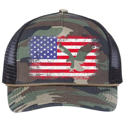 American Flag Eagle Usa 4th Of July Retro Rope Trucker Hat Cap