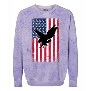 American Flag Eagle Patriotic Usa Great Gift Colorblast Crewneck Sweatshirt