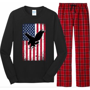 American Flag Eagle Patriotic Usa Great Gift Long Sleeve Pajama Set