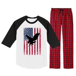 American Flag Eagle Patriotic Usa Great Gift Raglan Sleeve Pajama Set