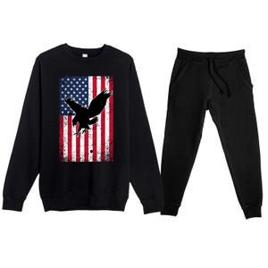 American Flag Eagle Patriotic Usa Great Gift Premium Crewneck Sweatsuit Set