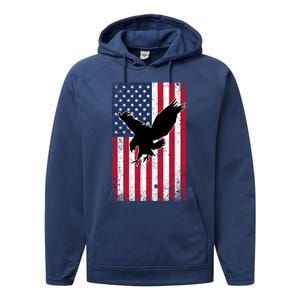 American Flag Eagle Patriotic Usa Great Gift Performance Fleece Hoodie