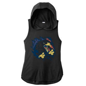 American Flag Eagle Patriot Gift Ladies PosiCharge Tri-Blend Wicking Draft Hoodie Tank