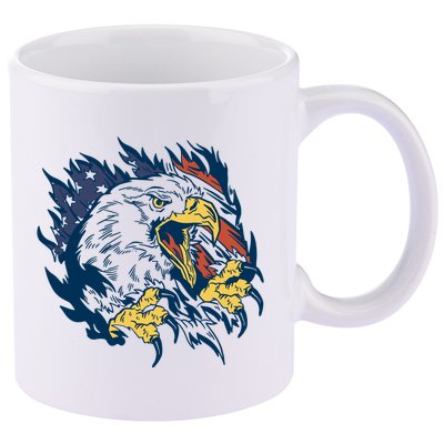 American Flag Eagle Patriot Gift 11oz C Handle Ceramic Mug