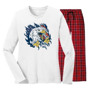 American Flag Eagle Patriot Gift Women's Long Sleeve Flannel Pajama Set 