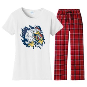 American Flag Eagle Patriot Gift Women's Flannel Pajama Set