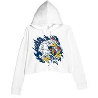 American Flag Eagle Patriot Gift Crop Fleece Hoodie