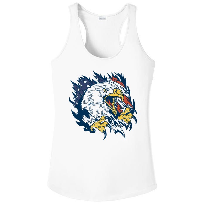 American Flag Eagle Patriot Gift Ladies PosiCharge Competitor Racerback Tank