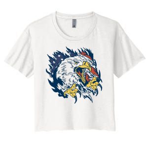 American Flag Eagle Patriot Gift Women's Crop Top Tee