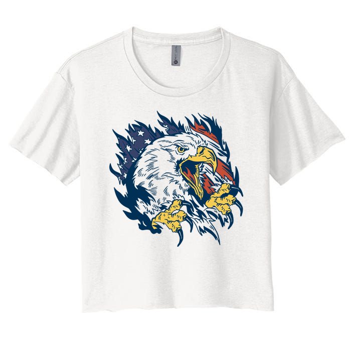 American Flag Eagle Patriot Gift Women's Crop Top Tee