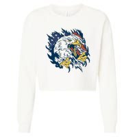 American Flag Eagle Patriot Gift Cropped Pullover Crew