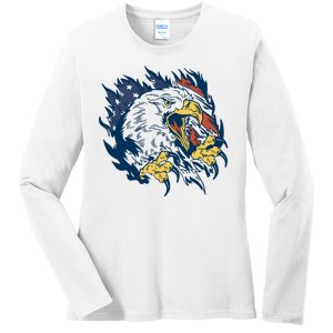 American Flag Eagle Patriot Gift Ladies Long Sleeve Shirt