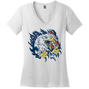 American Flag Eagle Patriot Gift Women's V-Neck T-Shirt