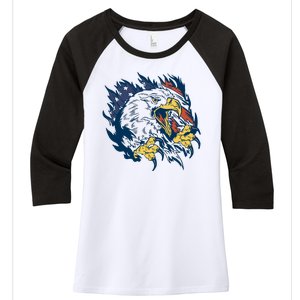 American Flag Eagle Patriot Gift Women's Tri-Blend 3/4-Sleeve Raglan Shirt