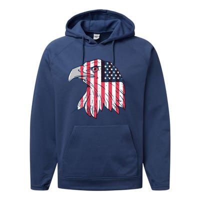 American Flag Eagle Usa Patriotic Gift Performance Fleece Hoodie