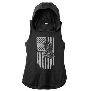 American Flag Eagle Patriot Ladies PosiCharge Tri-Blend Wicking Draft Hoodie Tank