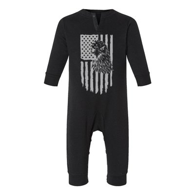 American Flag Eagle Patriot Infant Fleece One Piece