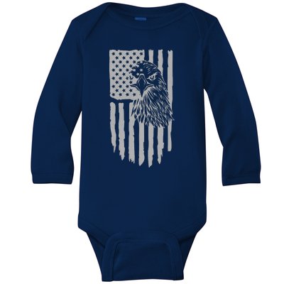 American Flag Eagle Patriot Baby Long Sleeve Bodysuit