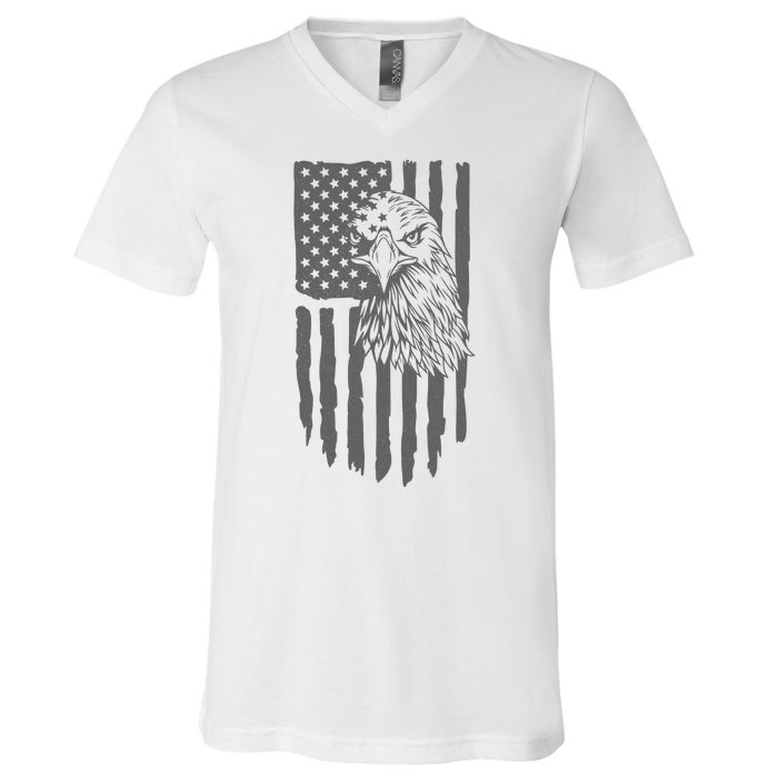 American Flag Eagle Patriot V-Neck T-Shirt