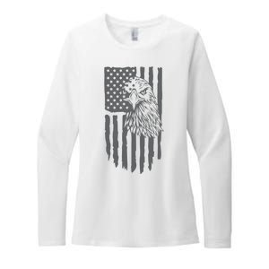 American Flag Eagle Patriot Womens CVC Long Sleeve Shirt