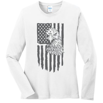American Flag Eagle Patriot Ladies Long Sleeve Shirt