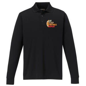 American Football Eat Sleep Football Repeat Performance Long Sleeve Polo