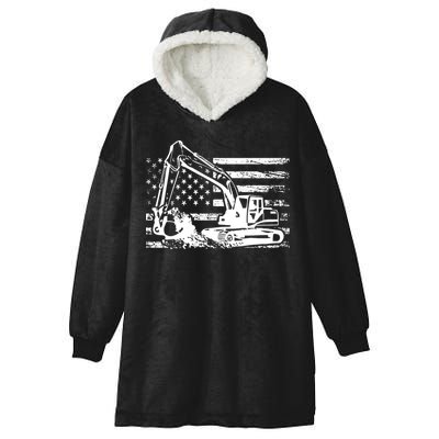 American Flag Excavator Hooded Wearable Blanket