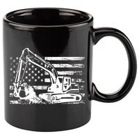 American Flag Excavator 11oz C Handle Ceramic Mug