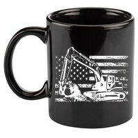 American Flag Excavator 11oz C Handle Ceramic Mug