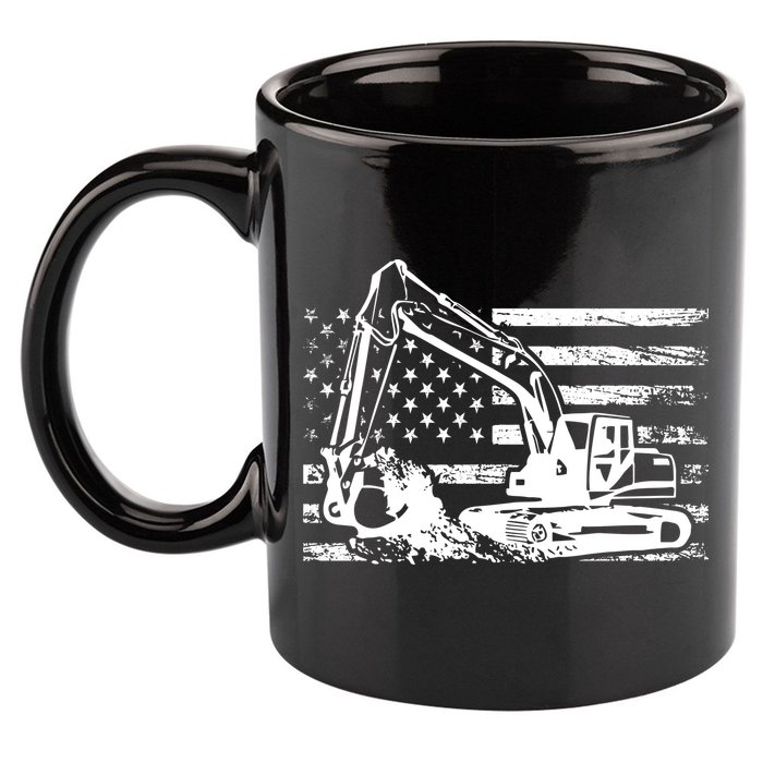 American Flag Excavator 11oz C Handle Ceramic Mug