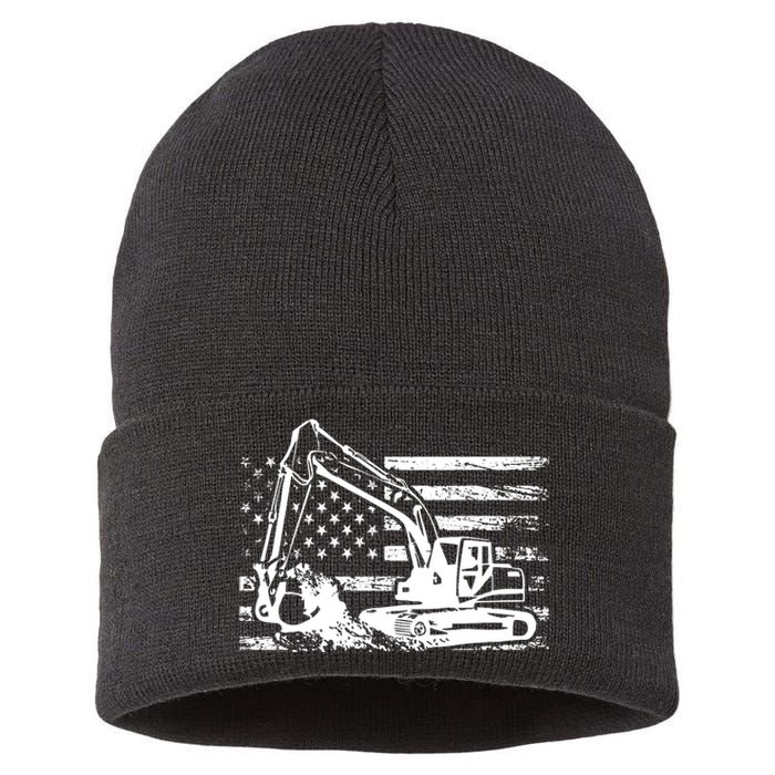 American Flag Excavator Sustainable Knit Beanie