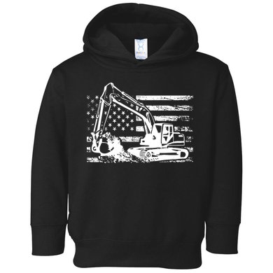 American Flag Excavator Toddler Hoodie