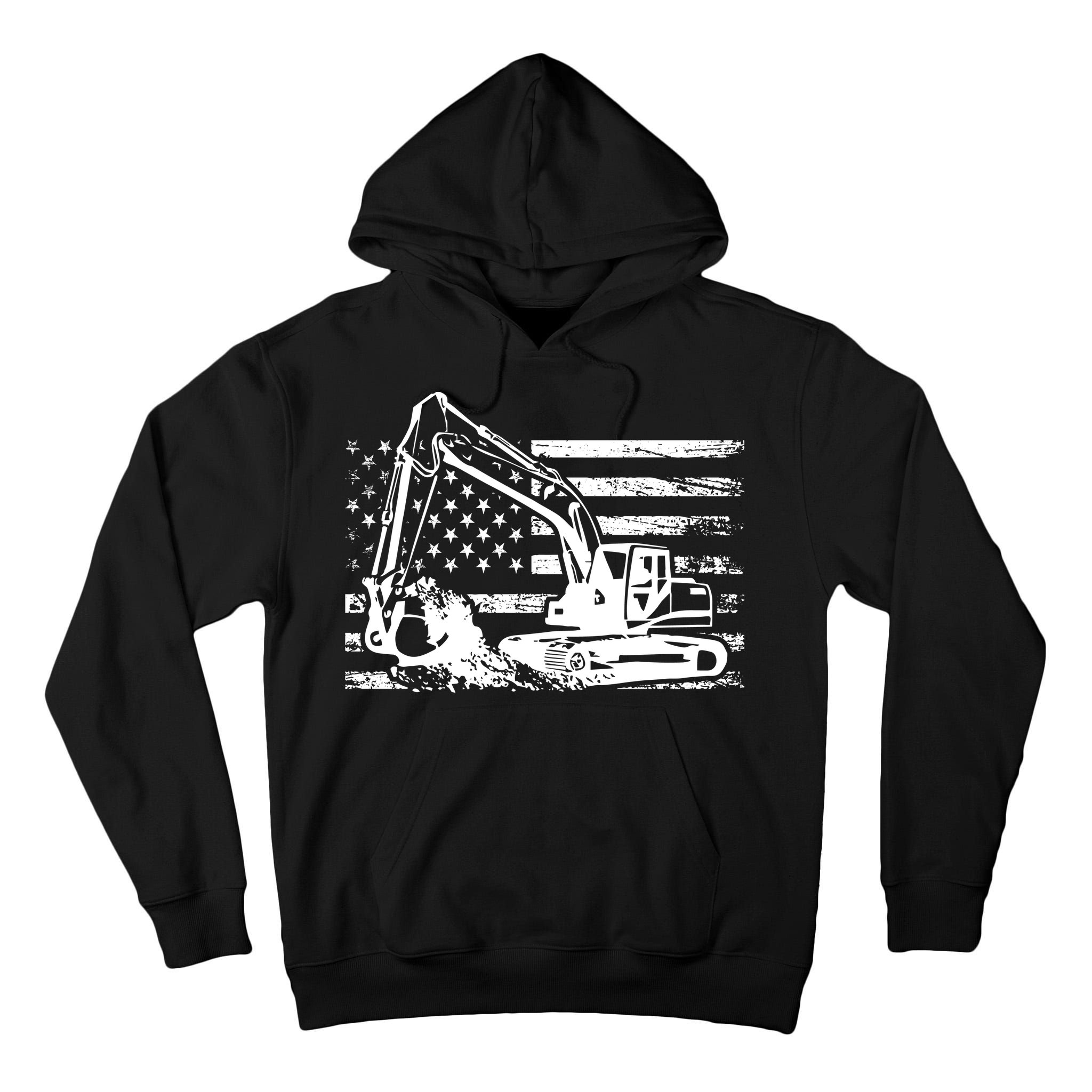 American Flag Excavator Tall Hoodie