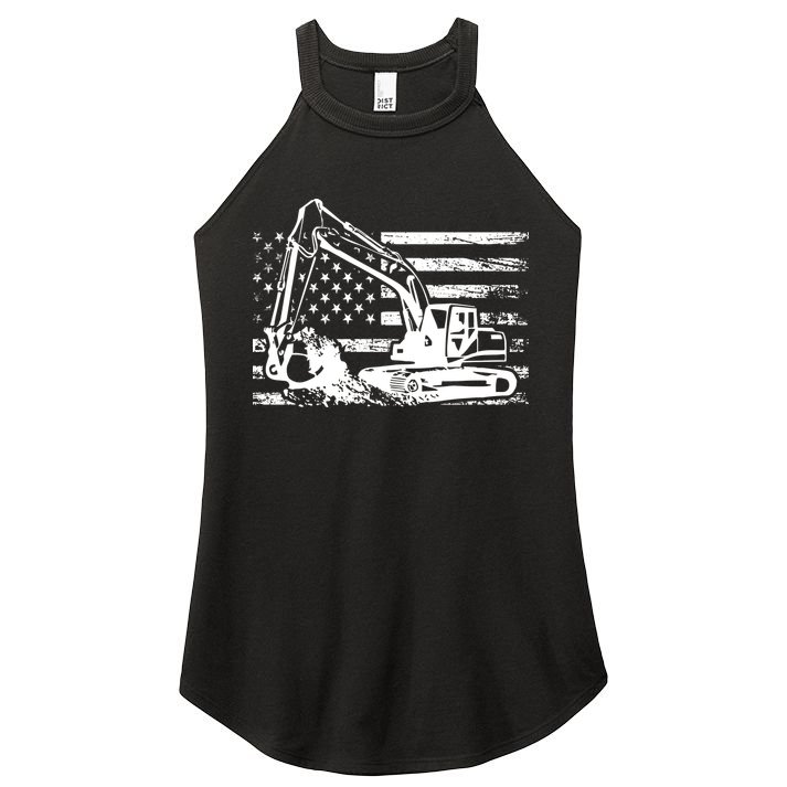 American Flag Excavator Women's Perfect Tri Rocker Tank